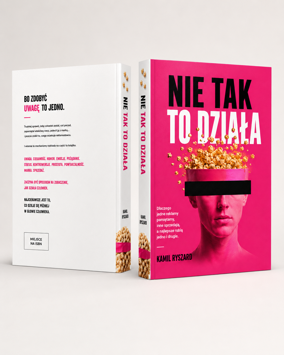 Wizualizacja dwóch egzemplarzy książki „Nie tak to działa” obok siebie